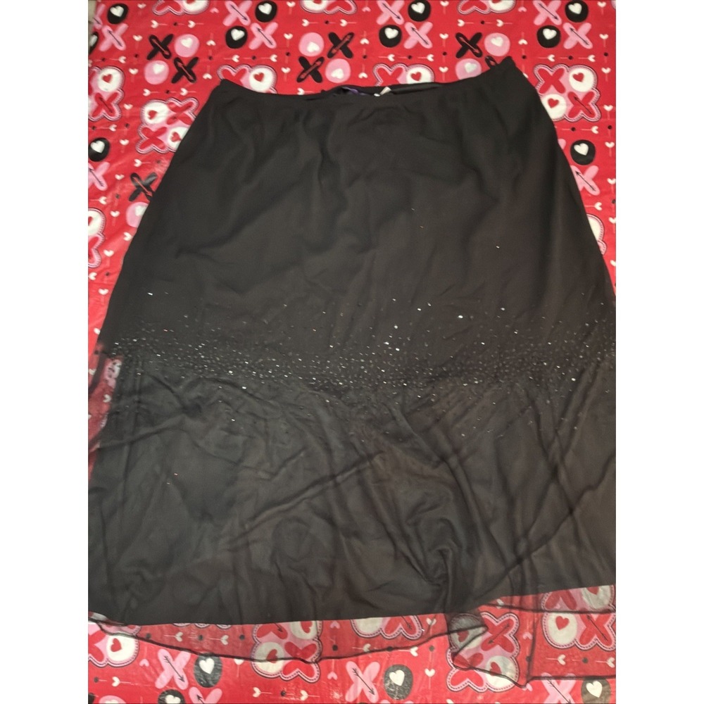 Women's Metaphor Black Formal Midi Beaded Skirt Size 3XL Whimsigoth style (H251)